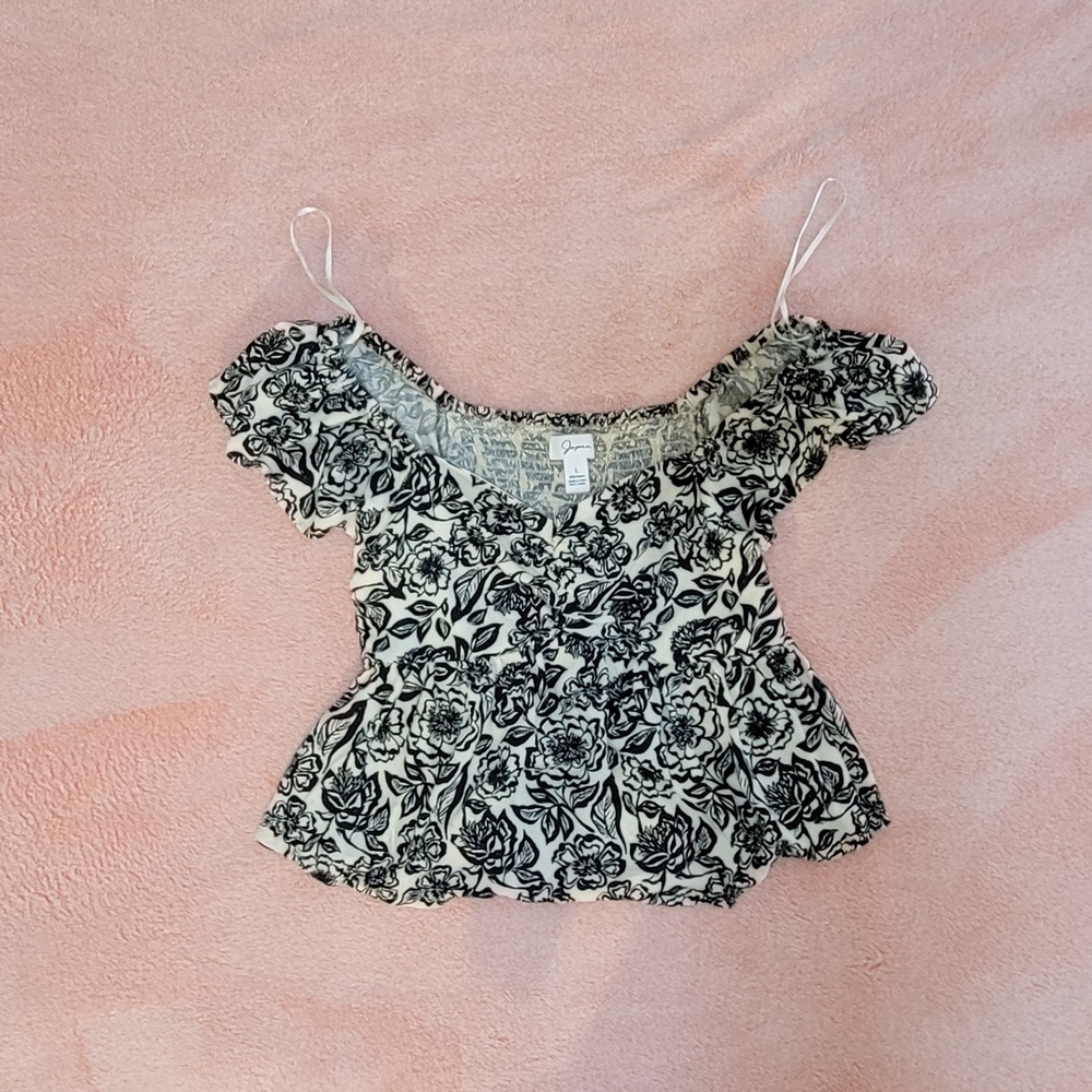 Floral Black and White Women's Top
